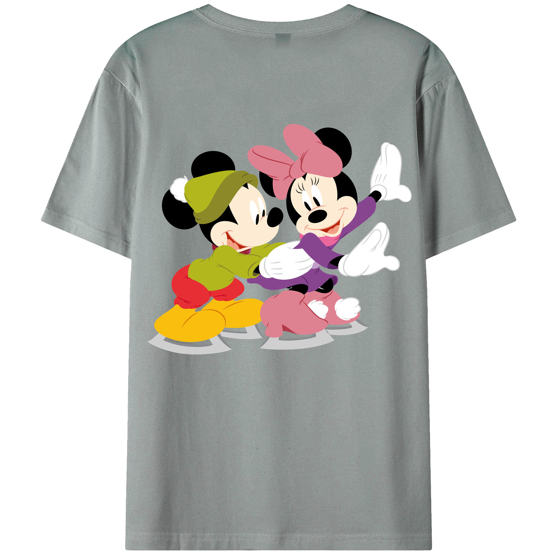 ミッキーマウス Mickey Mouse 綿100％ メンズ半袖Tシャツ（バックプリント） 通気性